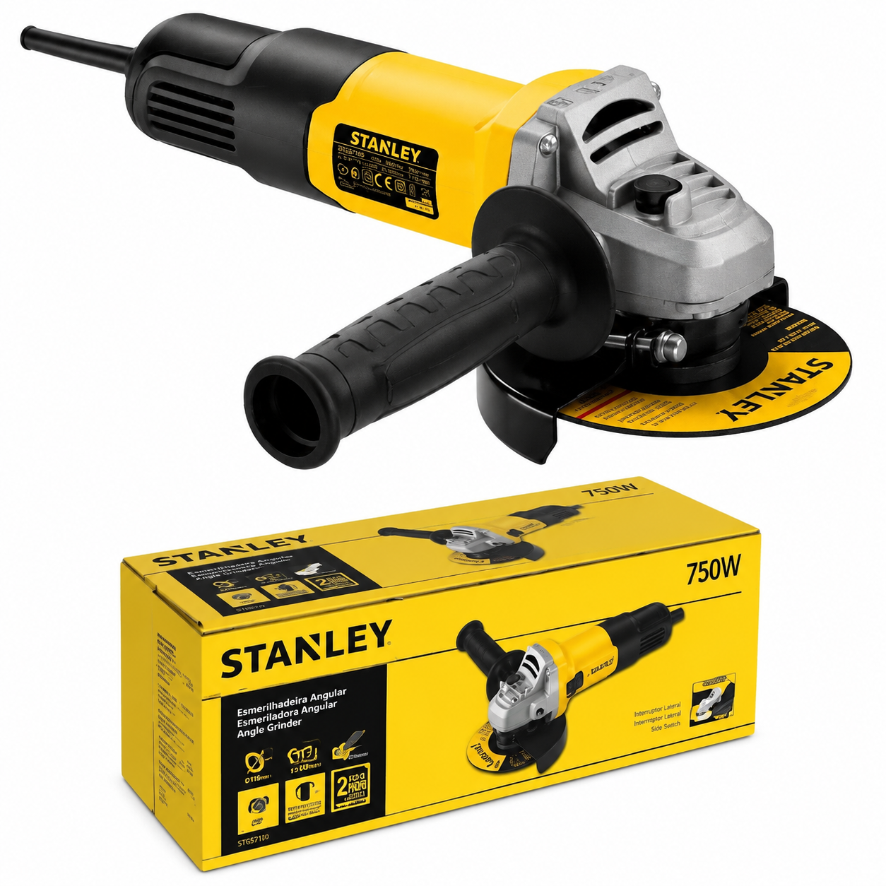 ESMERILHADEIRA ANGULAR PEQUENA 4 1/2 750W 127V STANLEY