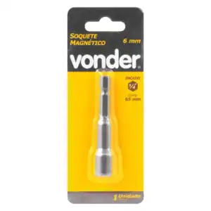 Soquete Magnético 6 mm com Encaixe 1/4" Hexagonal