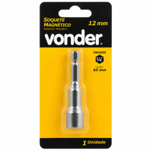Soquete Magnético 12mm Com Encaixe 1/4 Hexagonal