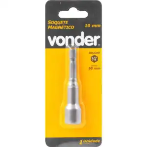 Soquete Magnético 10mm Com Encaixe 1/4 Hexagonal